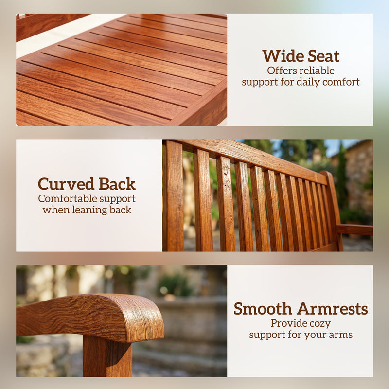 Wooden Garden Bench with Waterproof Cover for Comfortable Outdoor Seating Light Brown Outsunny