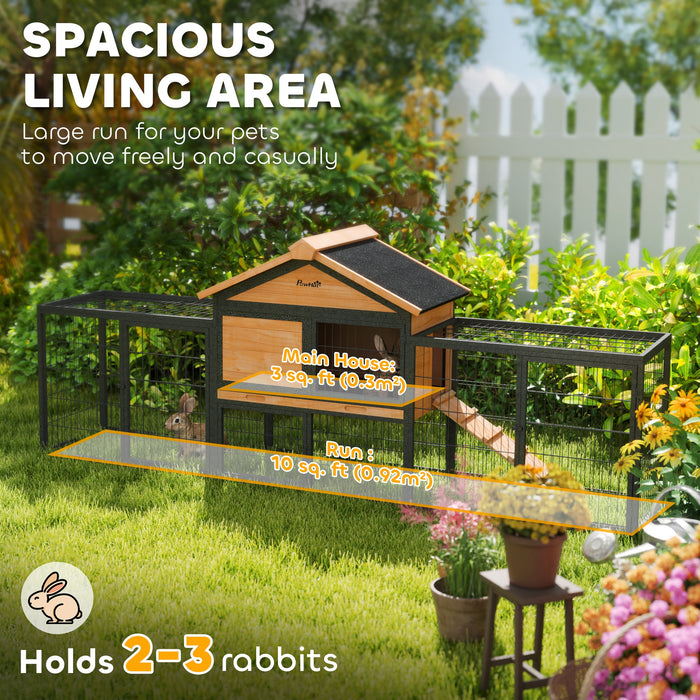 Wooden Rabbit Hutch with Steel Run and Removable Tray for Guinea Pigs by PawHut
