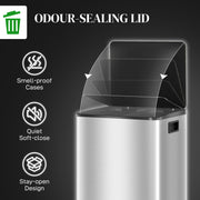 Indoor Kitchen Recycling Bin with Deodorisers 60L Dual Compartment Stainless Steel Silver Tone