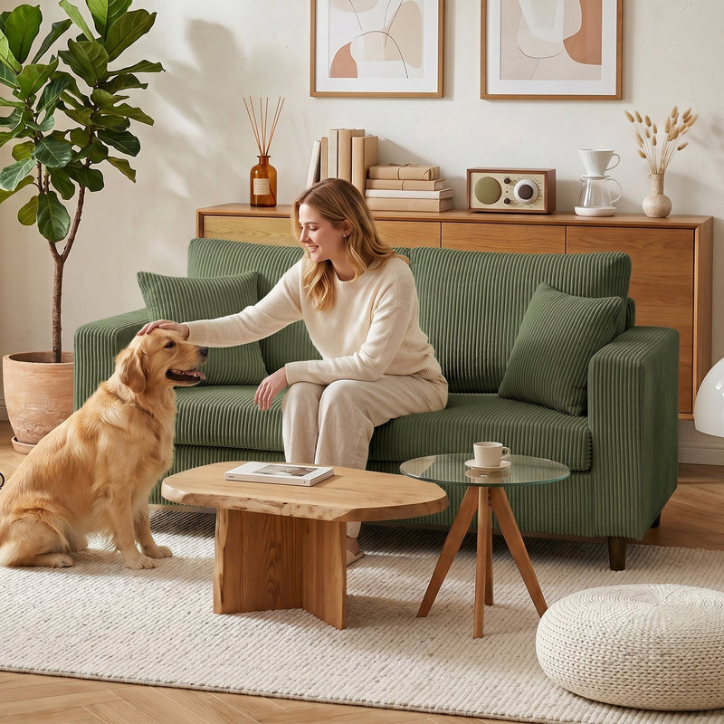 2 Seater Extra Wide Loveseat Sofa With Deep Corduroy Seat For Spacious Relaxing