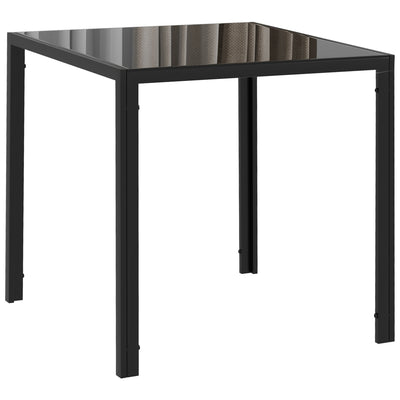 Square Glass Dining Table for Small Kitchens or Dining Rooms Seats 2 to 4 Black AOSOM