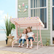 Kids Garden Swing Chair 2 Seater With Adjustable Canopy and Safety Belt Pink by AIYAPLAY