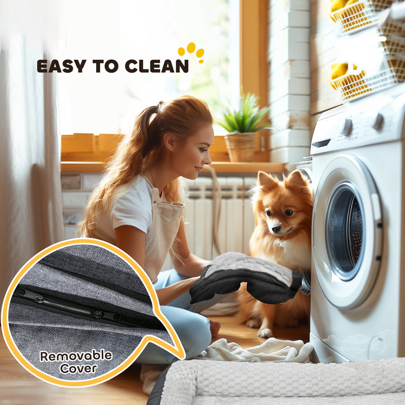 Large Calming Dog Bed with Removable Washable Cover and Anti Slip Base Charcoal Grey