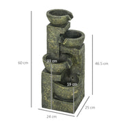 4 Tier Garden Water Fountain Feature with Stone Effect Bowls and Adjustable Water Flow