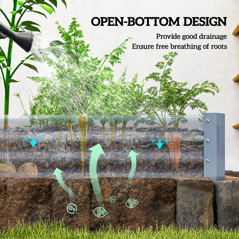 Large Galvanised Steel Raised Garden Bed Ideal for Vegetables and Flowers, Silver, 240x120cm