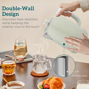 Green Retro Kettle and Toaster Set with Adjustable Temperature Ideal for Breakfast