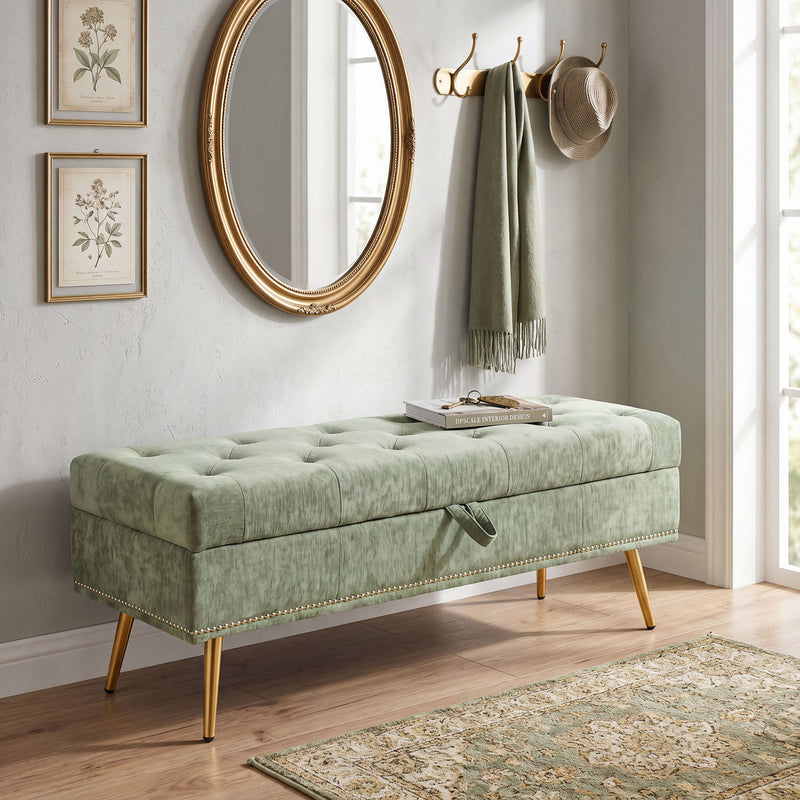 Storage Ottoman with Hidden Compartment and Padded Seat for Living Room or Bedroom