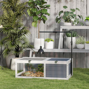 Wooden Tortoise Table with Pull Out Trays and Lamp Holder for Indoor Use Grey