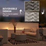 Reversible Outdoor Plastic RV Rug With LED Lights Black And Coffee 182 x 274cm