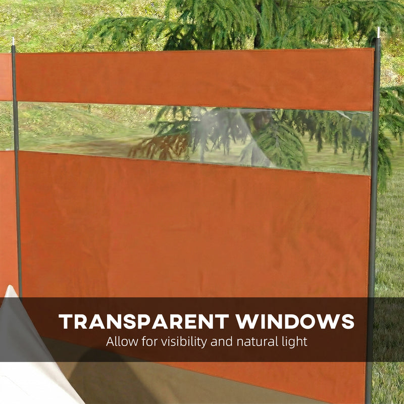 Beach Windbreaker with Clear Top Panel for Quick Shelter from Wind and Sand Orange Khaki