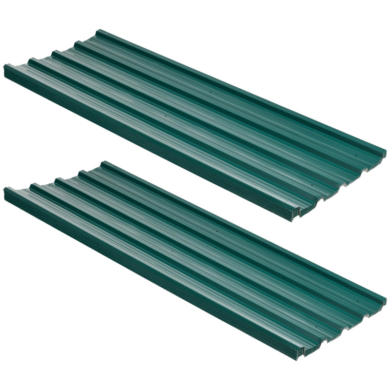 Green Galvanised Metal Roofing Sheets Pack of 24 for Greenhouse Shed Garage 129 x 45cm by Outsunny