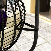 Cream Rattan Hanging Egg Chair with Cushion Pillow and Stand for Garden or Indoor Use by Outsunny