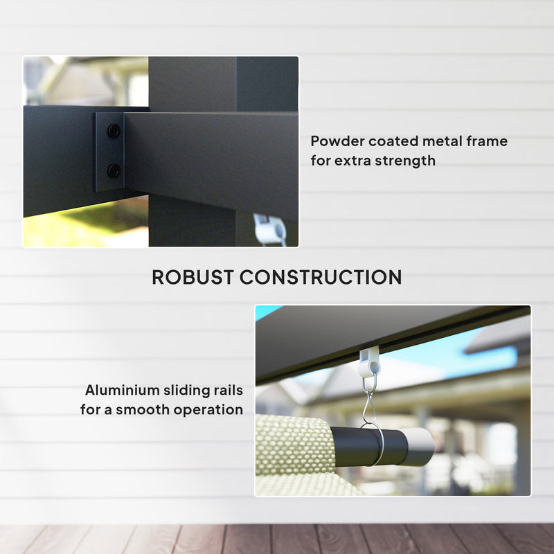 3 x 4m Metal Pergola with Retractable Canopy and Roller Shade Beige by Outsunny