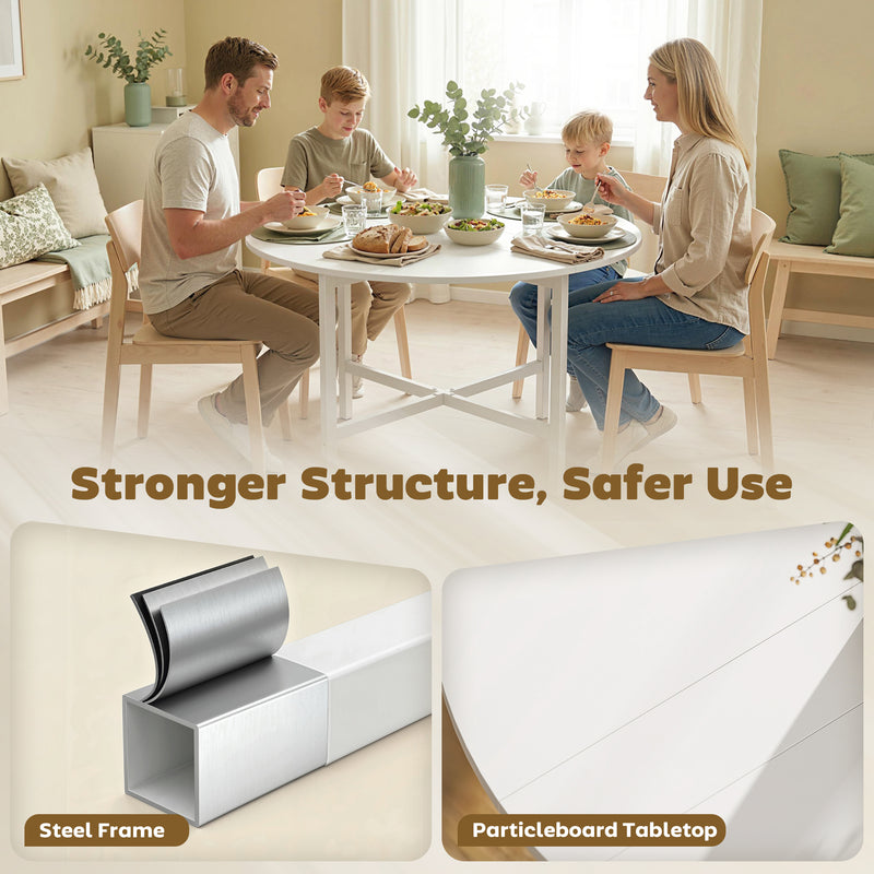 Folding Dining Table for Small Spaces Seats 2 to 4 Ultra Slim Storage, White