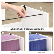 Lockable 4 Drawer Filing Cabinet With Adjustable File Bars For Office Organisation White