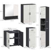 5 Piece Bathroom Furniture Set with Storage Cabinets Mirror and Sink Unit Grey AOSOM