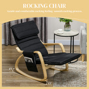 Reclining Rocking Lounge Chair with Footrest Pillow and Side Pocket for Home Relaxation Black