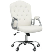 Velvet Feel Office Chair With Diamante Studded Backrest Ideal For Home Workspace, Cream