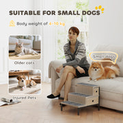 Dog Stairs with Storage and Non Slip Cover for Small Pets Ideal for Sofa or Bed Oak Tone AOSOM