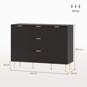 2 Door Sideboard with 3 Drawers and Adjustable Storage Shelves for Home Organisation Black