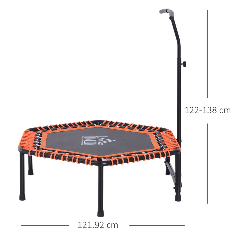 Adjustable Mini Fitness Trampoline With Handle Bar For Indoor Exercise Black Orange AOSOM