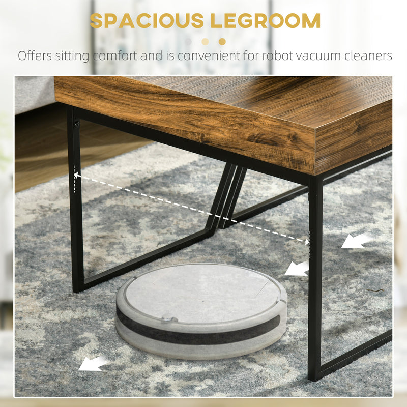 Industrial Nesting Coffee Table Set of 2 With Thick Tabletop For Living Room Use Rustic Brown