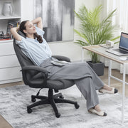 Ergonomic Faux Leather Swivel Office Chair With Adjustable Height Support, Charcoal Grey