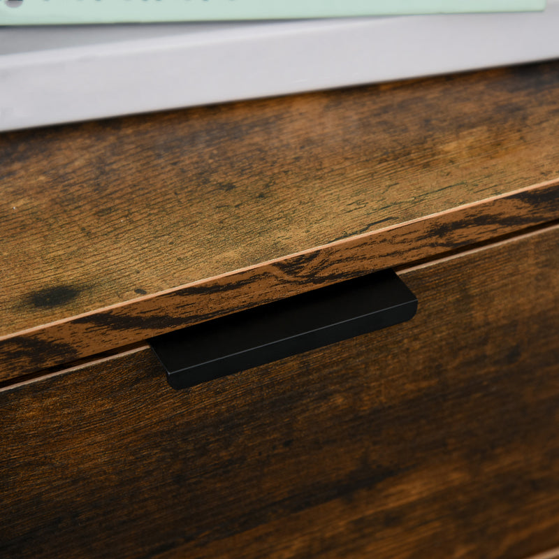 Set of 2 Industrial 3 Drawer Storage Chests With Metal Frame For Bedroom Or Lounge Rustic Brown