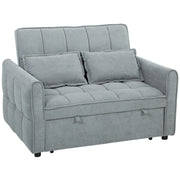 Sofa Bed, 3 in 1 Dark Grey 2 Seater Pull Out Sofa Bed With Adjustable Backrest And Pillows For Small Spaces