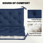 Bench Cushion for Three Seater Garden Bench or Swing Chair with Ties Dark Blue AOSOM