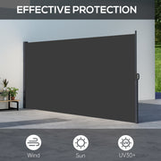 Black Retractable Side Awning Privacy Screen For Garden Balcony Or Hot Tub 4m Wide