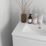 Bathroom Vanity Unit with Basin and 2 Drawers Floor Standing Sink Cabinet 600mm White