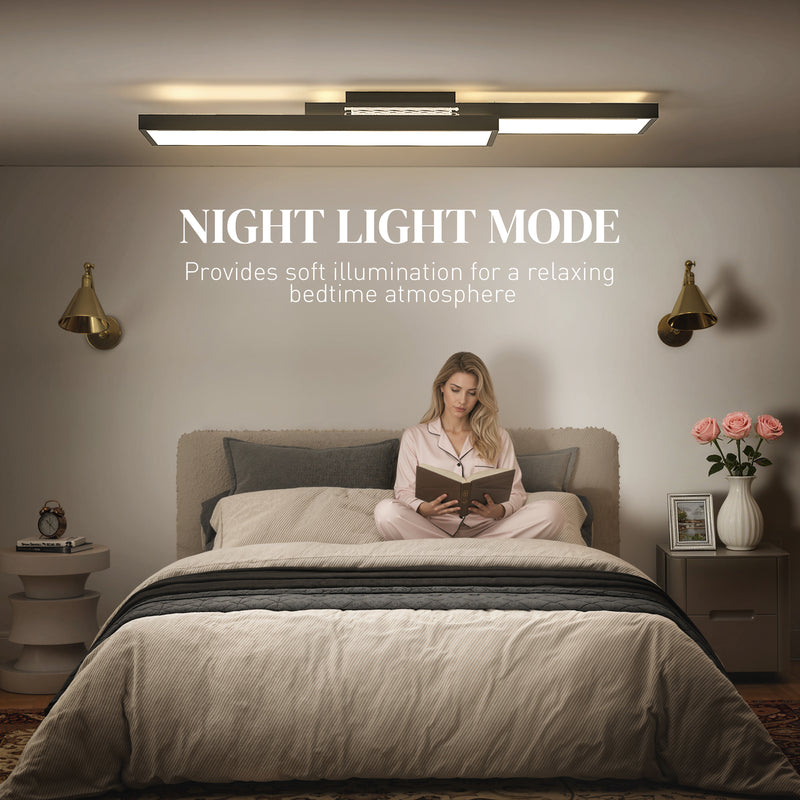 Modern Dimmable LED Ceiling Light With Remote And Wall Control For Lounge Or Bedroom Black AOSOM