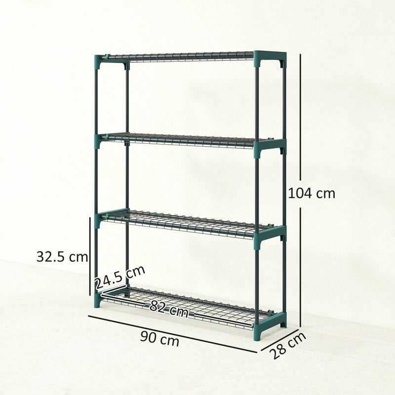 4 Tier Steel Plant Stand Set for Indoor or Outdoor Space Saving Display Dark Green Outsunny