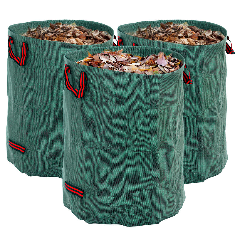 Set of 3 Heavy Duty 300L Garden Waste Bags with Handles Foldable and Reusable by Outsunny