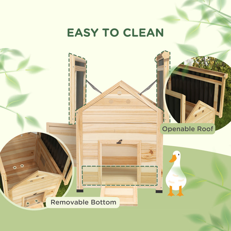 Wooden Duck House with Double Doors Openable Roof Ventilation Holes Removable Base by PawHut