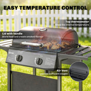 Gas Barbecue with 2 Burners and Storage for Easy Outdoor Cooking Black Outsunny
