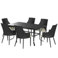 6 Seater Rattan Patio Dining Set with Cushions and Slatted Table for Garden Patio Balcony by Outsunny