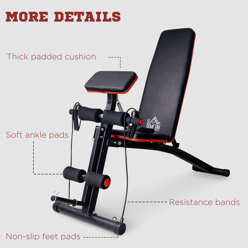 Foldable Adjustable Weight Bench for Strength Training and Sit Ups with Incline Red