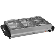 Electric Buffet Server With 4 Warming Trays and Adjustable Temperature Control Silver