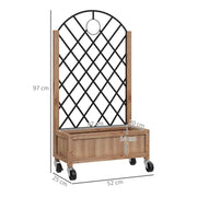 Wooden Garden Planter with Metal Trellis for Climbing Plants Brown and Black by Outsunny