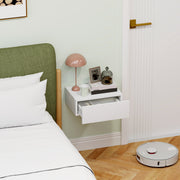 Wall Mounted Bedside Table with Drawer for Small Bedroom Storage and Space Saving, White