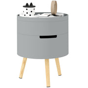 Grey 3 Tier Round Coffee Table with Hidden Storage and Detachable Tray by HOMCOM