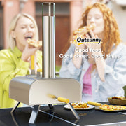 Portable Wood Fired Pizza Oven 12 Inch with Stone and Peel Stainless Steel by Outsunny