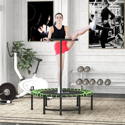 Green Mini Kids Trampoline with Adjustable Handle and Steel Frame by Outsunny AOSOM