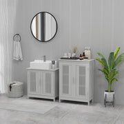 Modern Freestanding Bathroom Storage Cabinet With Shelves And Cupboard, Grey