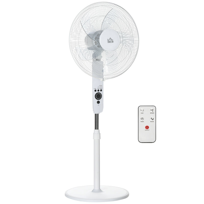 Pedestal Fan with Remote Control and Quiet Sleep Mode for Bedrooms and Living Rooms White