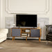 Rustic Brown TV Cabinet Stand for TVs up to 50 Inches with Foldable Drawers by HOMCOM
