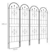 Garden Trellis Panels Set of 4 for Climbing Plants with Decorative Curved Design Black Outsunny