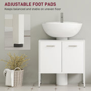 White Under Sink Bathroom Cabinet With Soft Close Doors For Pedestal Or Countertop Basin